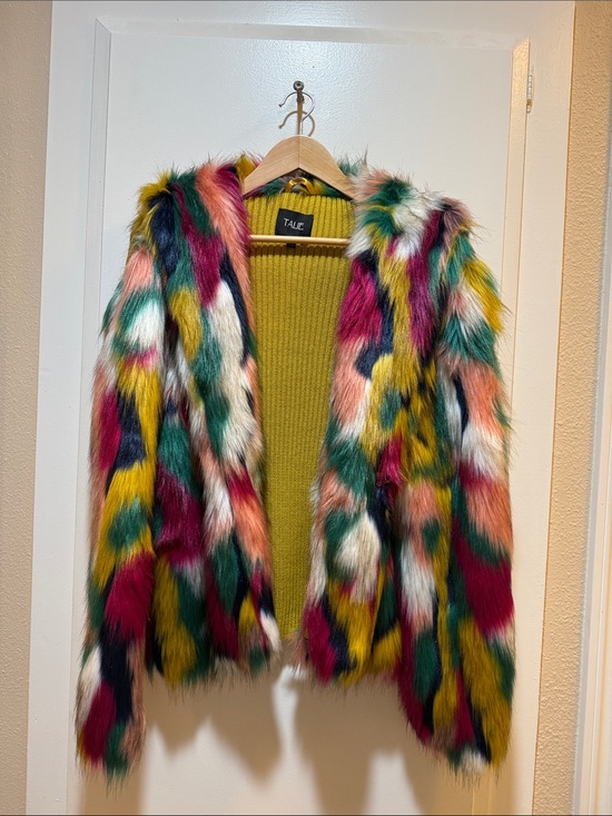 Talie Jackets & Blazers - TAUE Multicolor Faux Fur Teddy Jacket - Bold Patchwork